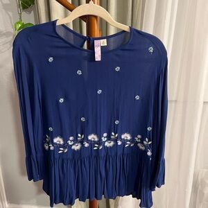 Blue Peplum Blouse